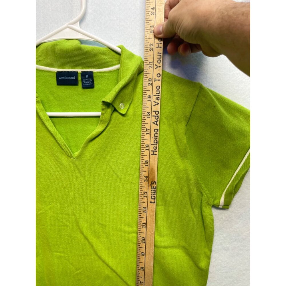 Westbound Open V Neck Quarter Sleeve Polo Style Top Shirt Women's Medium - Picture 5 of 9